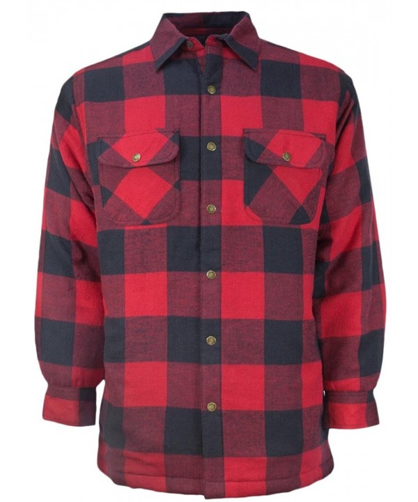 Men's Plaid Flannel Snap Front Work Shirt Jacket - Red/Black - CO12L45SVNJ