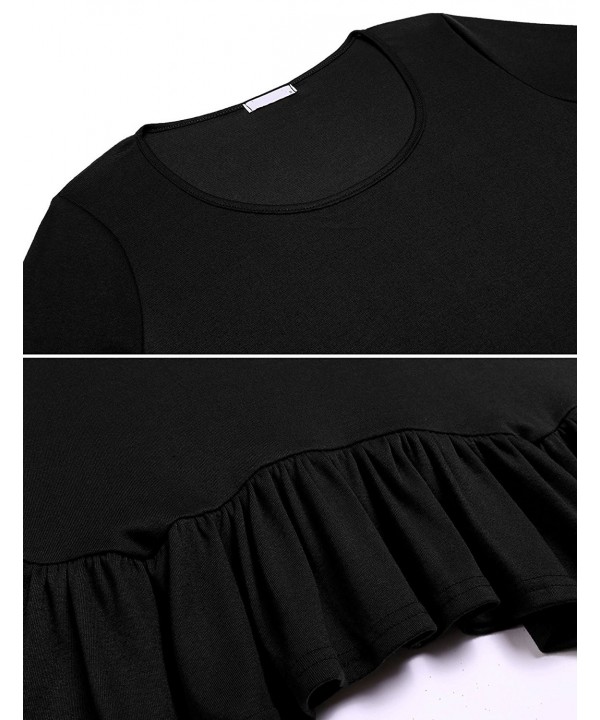 Womens Casual Long Sleeve Ruffle Hem Tunic Tops Black Ck186uztlh5