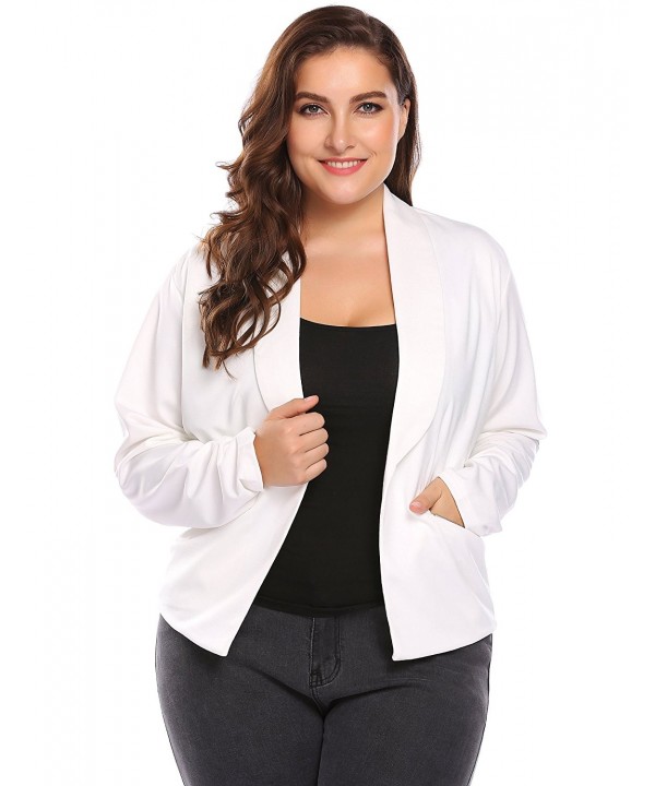 Women Plus Size Shawl Lapel Long Sleeve Open Front Asymmetrical Casual ...