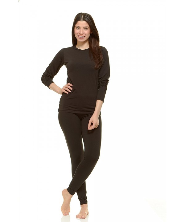 Women's Ultra Soft Thermal Underwear Long Johns Set with Fleece Lined -  Black - CF120Y3OHJ9