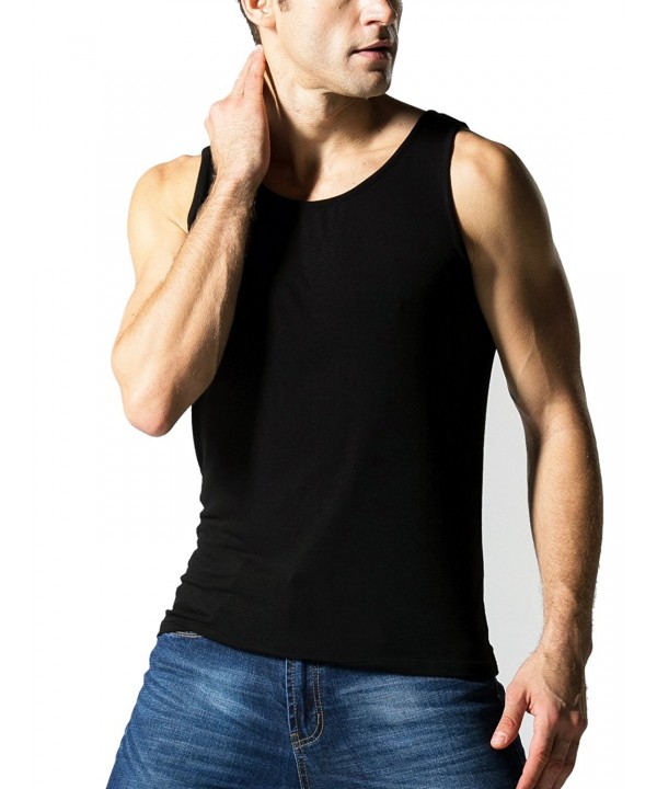 Men's Mini-Ribbed Stretch Tank Top - 1 X Black - CD12GEBBPTZ