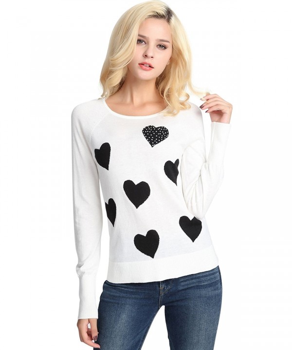 Women's White Sweater Top Pullover Lovely Fashion Design Long Sleeve ...
