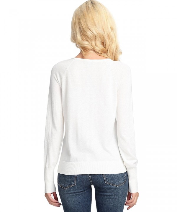 Women S White Sweater Top Pullover Lovely Fashion Design Long Sleeve Crew Neck Hearts White