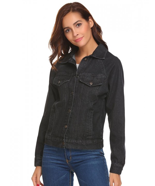 Women's Basic Denim Jean Jacket Classic Truker Jackets - Black ...