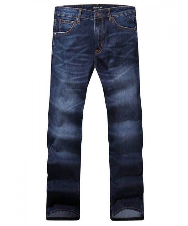 Stretch Regular Classic Straight Fit Blue Stonewash Denim Jeans For Men ...