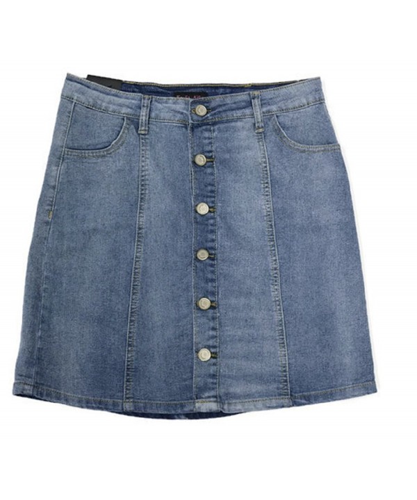 Ko Ko Ailis Womens Stretch Denim Button flare Skirt With Side Pocket ...