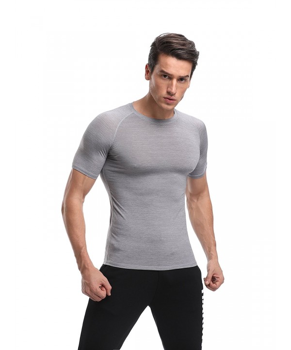 Men's Perfomance Mesh Short Sleeve T-Shirt - Medium Grey - C7189NGNEO9