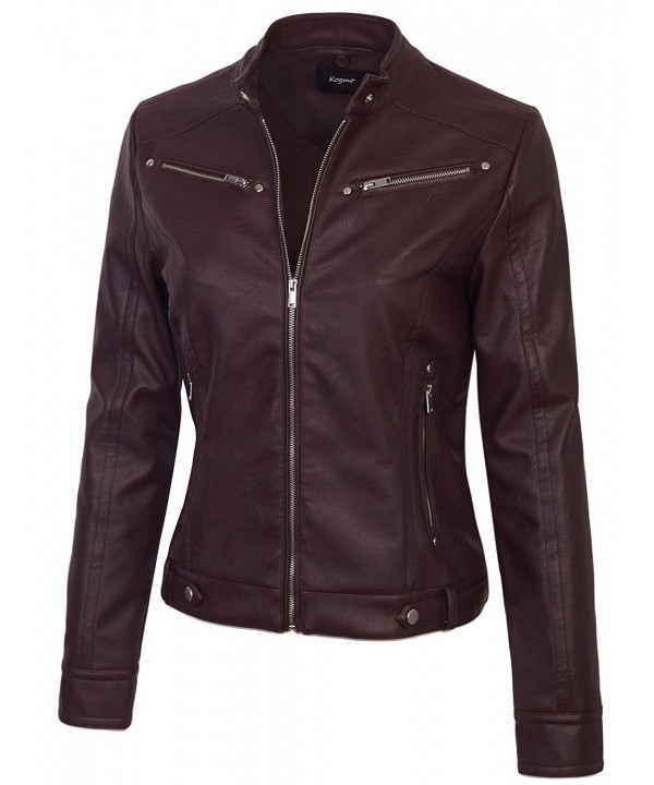 Womens Faux PU Leather Zip Up Casual Moto Jacket With Hoodie - 576 ...