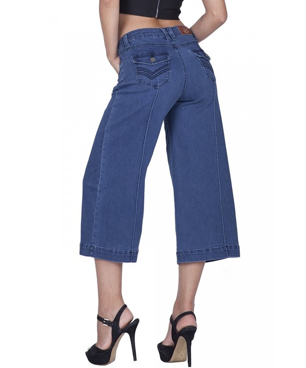 Missy & Plus Size Basic Loose Wide Leg Capri Jeans Pants - Mediumblue ...