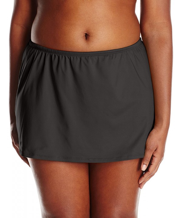 Women's Plus-Size Solid Skirted Bikini Bottom - Black - CO126JRPCZ7
