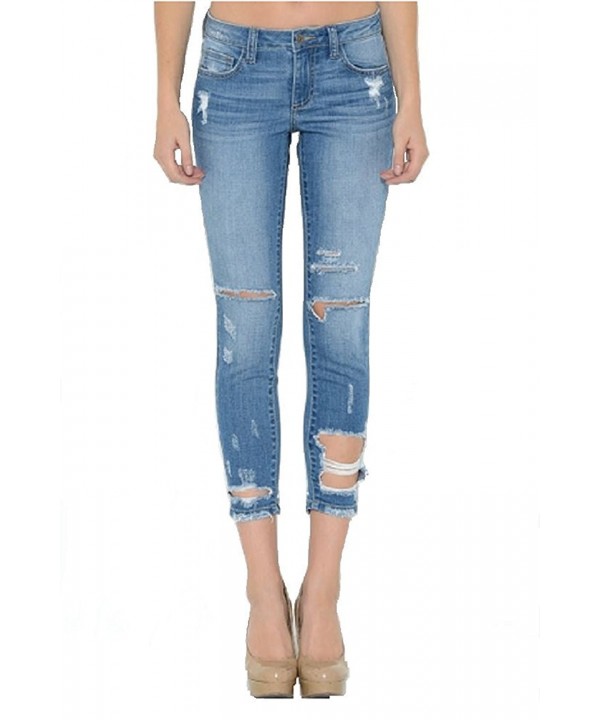 Jeans Women's Medium Destroyed Denim Cutout Ankle Skinny Jean - Medium ...