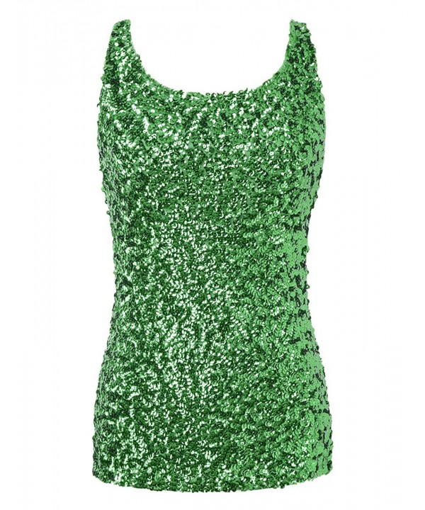 Women's Shimmer Glam Sequin Embellished Sparkle Tank Top Vest Tops ...