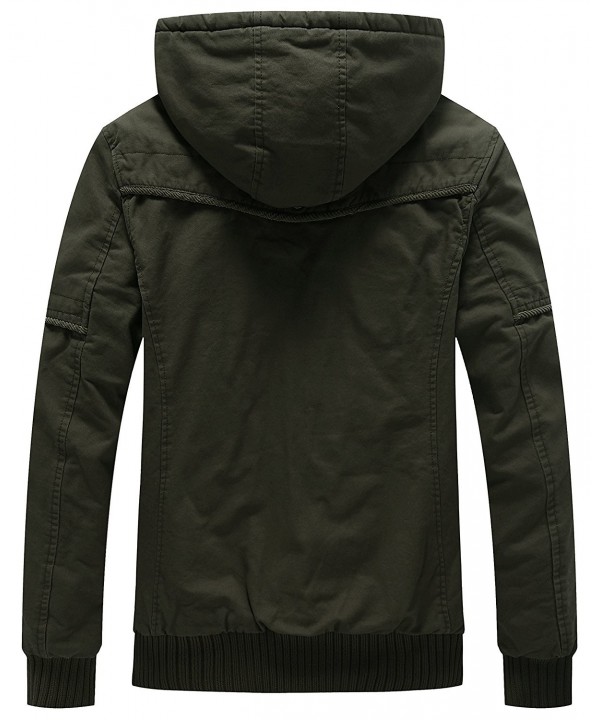 Men's Winter Fleece Jacket With Hood Thick Coat - Olive - CQ12N74LUBK