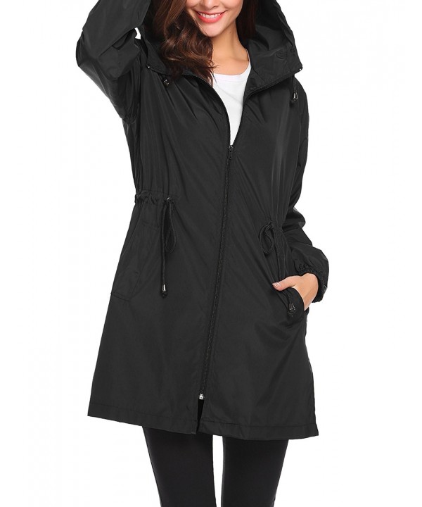 Women's Waterproof Raincoat Lightweight Hooded Rain Jacket Windbreaker ...