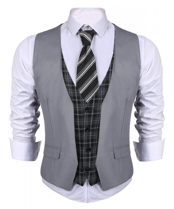 2Pockets 4Buttons Wool Herringbone Tailored Collar Suit Vest ...