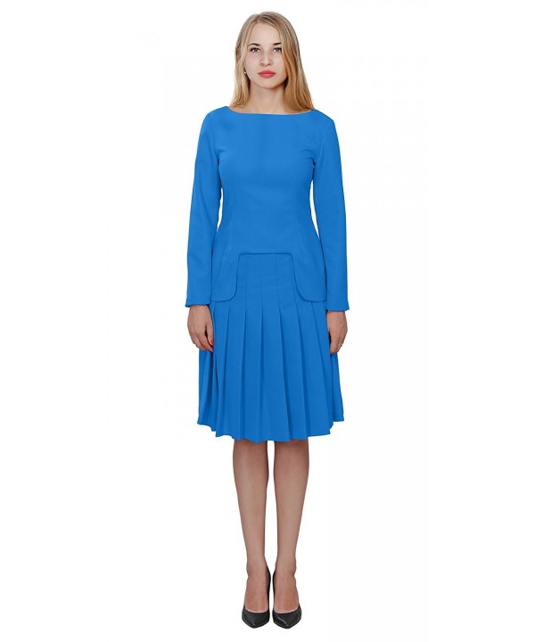 Womens Church Office Business Skirt Suits W Long Sleeves - Blue ...