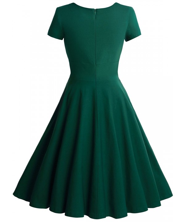 Women's Retro 1950s Short Sleeve A-Line Cocktail Party Swing Dress ...