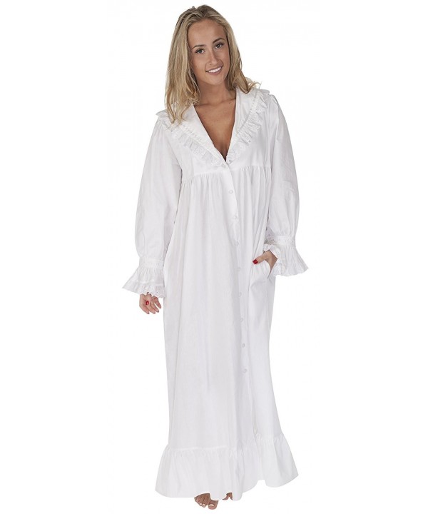 Amelia 100% Cotton Victorian Nightgown With Pockets 7 Sizes - White ...