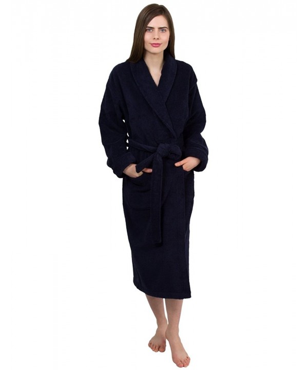 Women's Organic Cotton Bathrobe Terry Shawl Robe Made in Turkey - Navy ...