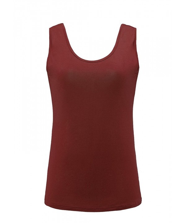 Womens Sexy Cotton Loose Tank Tops Stretchy Backless Shirt 004 Wine Red Ci1804338uo 8589