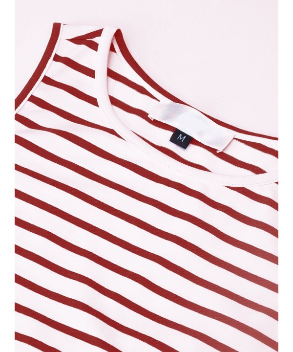 Women's Basic Sleeveless Crop Tank Top T-Shirt - Burgundy Stripes ...