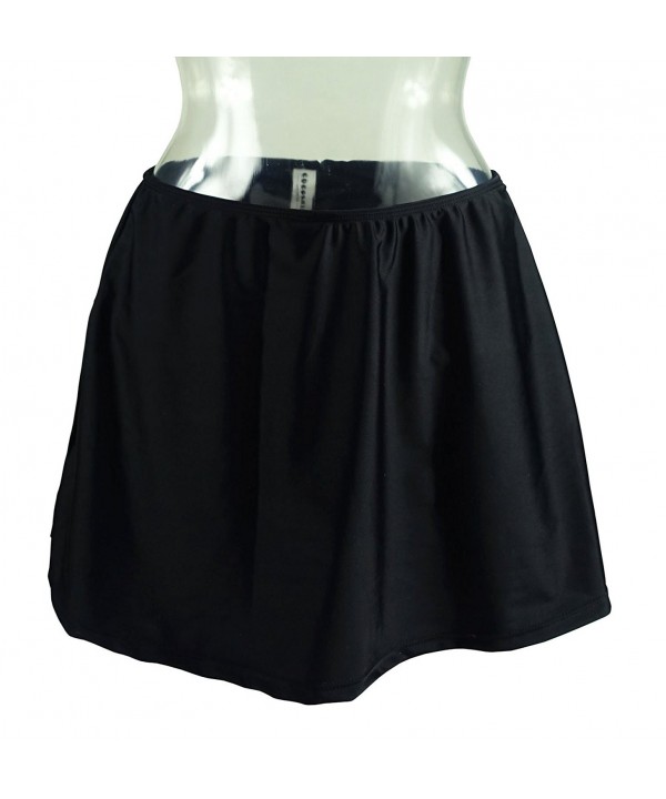 Women's Solid Black Skirted Bikini Bottom Skirt Swimdress(FBA) - Black(fast  Ship) - CO12011IPPB