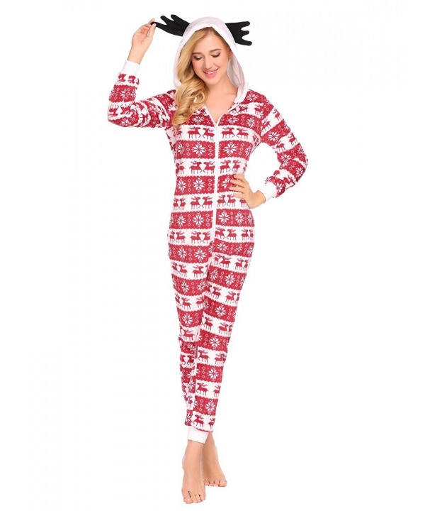 Adult Onesie Pajamas Women Christmas Hooded Plush Animal Onesies - 39 ...