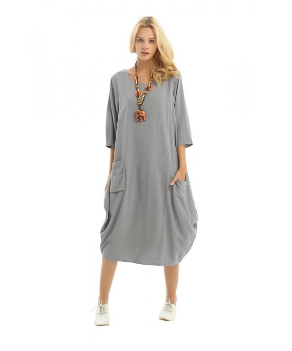 Soft Linen Lantern Loose Dress Spring Summer Fall Plus Size Clothing ...