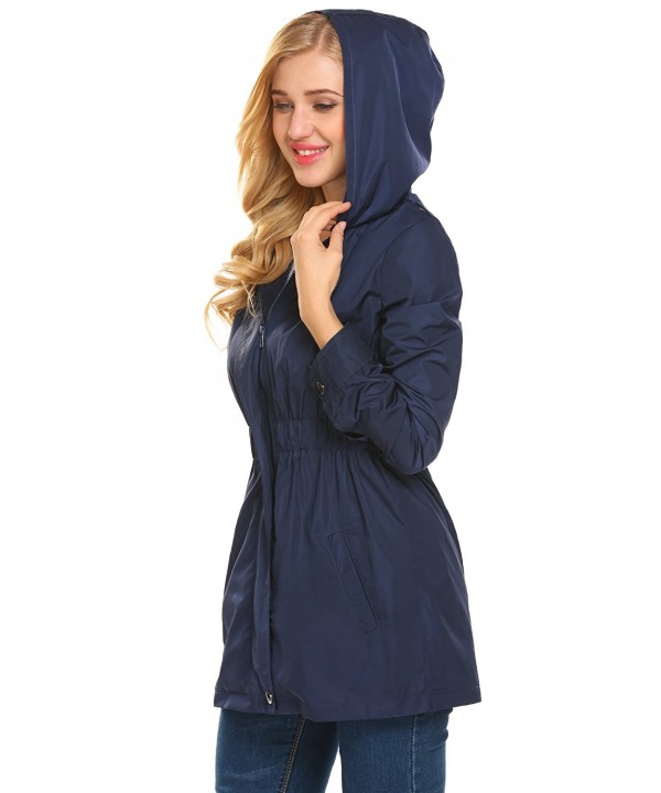 Women's Lightweight Waterproof Raincoat Hooded Rain Jacket Outdoor ...