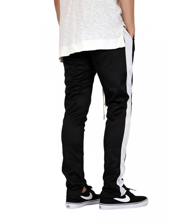 Men's Ankle Zip Techno Track Pants - Black/White - CN18020MQIS