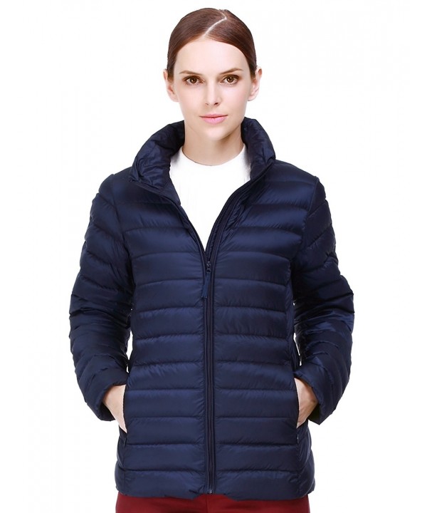 Women's Lightweight Packable Goose Down Jacket Outdoor Coat - Navy ...