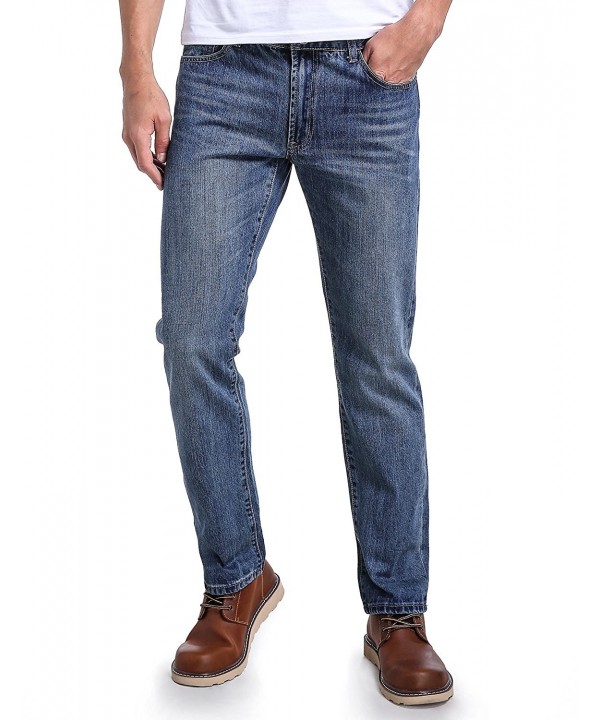 Mens Relaxed Fit Jeans- Regular Fit Comfort Straight Leg Five Pocket ...