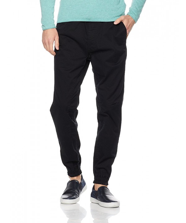 Men's Jogger Pant In Cotton Spandex With Zipper On Legs - Black ...