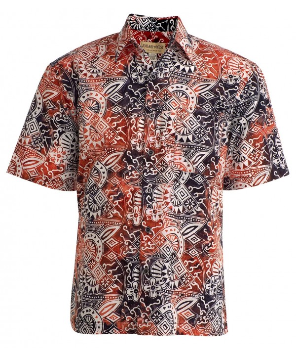Kapa Hibiscus Pareau Men's Tropical Aloha Shirt - Black - CT11VIB7KPP