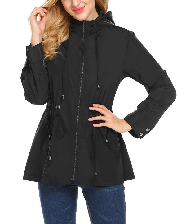 ladies black raincoat with hood
