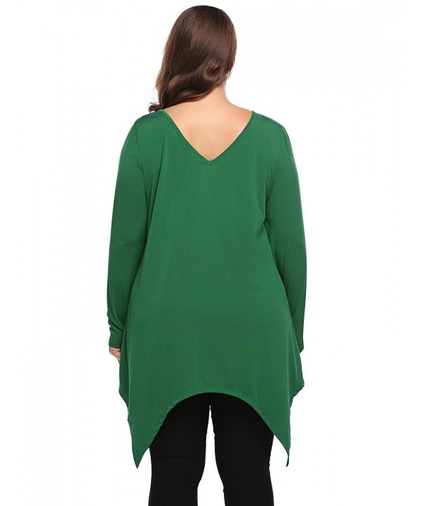 Plus Size Women's Scoop Neck Long Sleeve Casual Tunic Tops - Olive ...