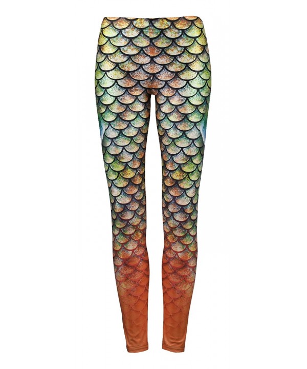 Digital Print Mermaid Fish Scale Stretch Leggings Pant for Women S