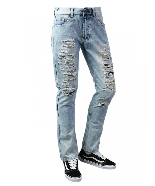 Mens Hipster Hip Hop Casual Slim Fit Denim Jeans Pants - Smbl029_ltblue ...