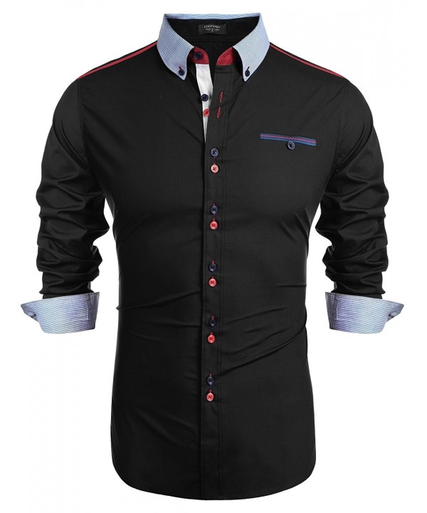 Men's Long Sleeve Button Down Shirt Fashion Slim Fit Dress Shirts ...
