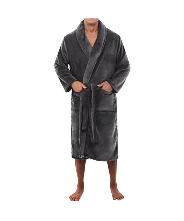 Ultra Soft Plush Robe For Men With Shawl Collar - Dark Grey - C7188NY5L3S