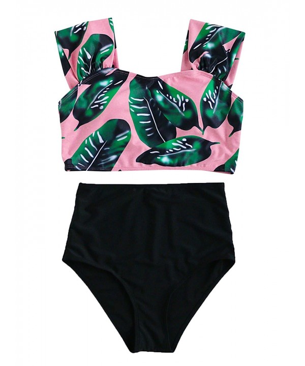 Bikini Sets Womens 2 PC Mesh Crochet Swimsuits High Neck Bathing Suits ...