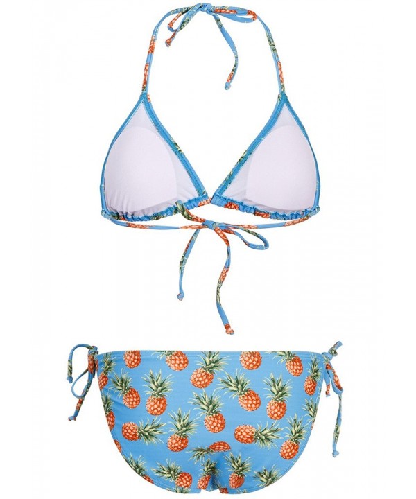 Womens Turquoise Blue Pineapple Bikini Set Two Piece Swimsuit - C312JB8S7W1