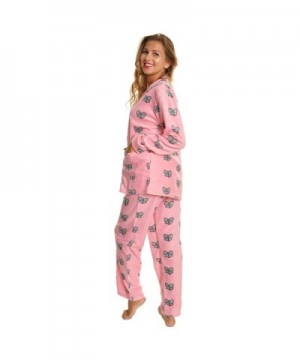 Womens Cozy Pajama Set - Bow Tie With Pockets on the Shirt - CG11OQH5DBV