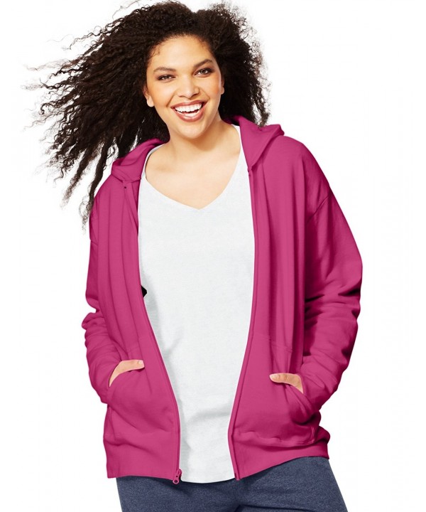 Womens Plus Size Full Zip Fleece Hoodie Jazzberry Pink C612o0w3v36