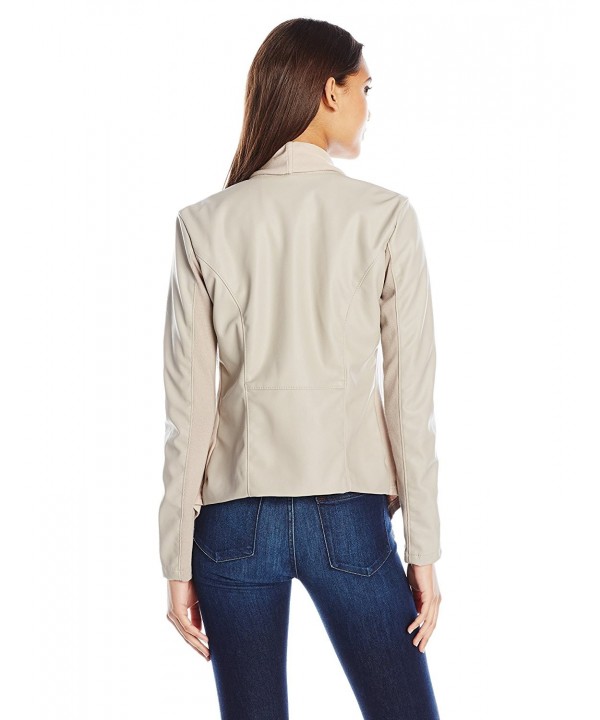 Women's Faux-Leather and Knit Jacket - Taupe - C711MBOVJIH