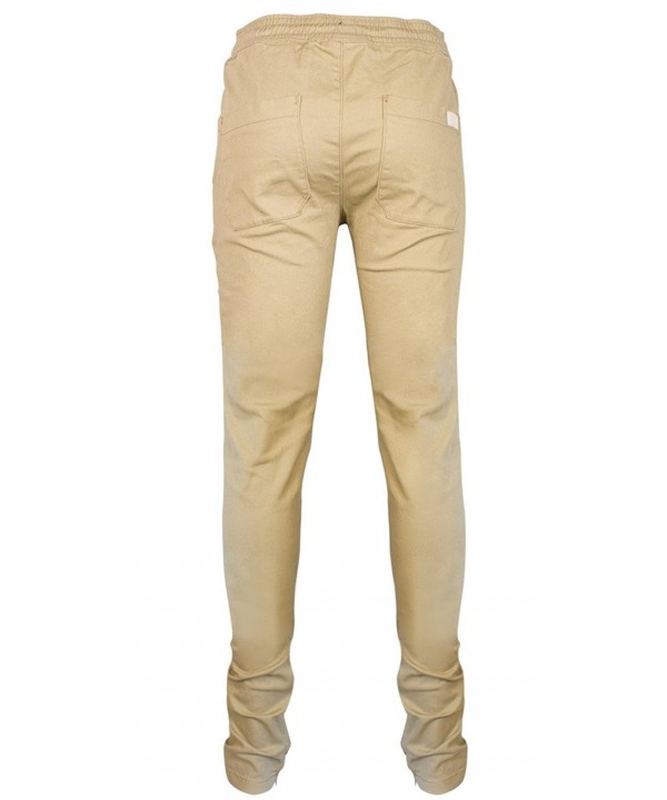 Men's Tapered Zipper Ankle Jogger Pants - Khaki - CP12DI1OZZP