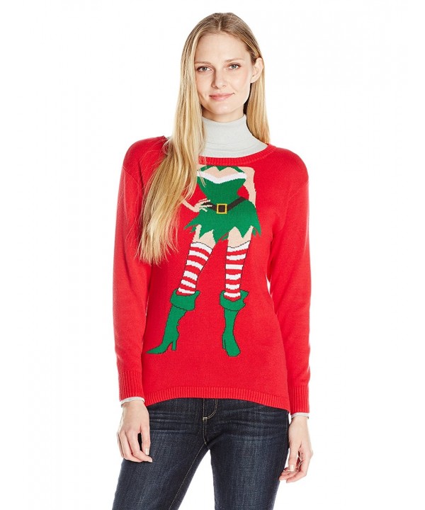 Isabella's Closet Women's Sexy Elf Ugly Christmas Sweater - Red ...