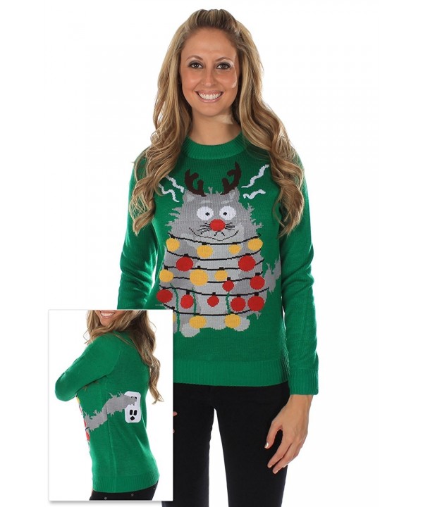 Women's Ugly Christmas Sweater - Electrocuted Cat Christmas Sweater ...