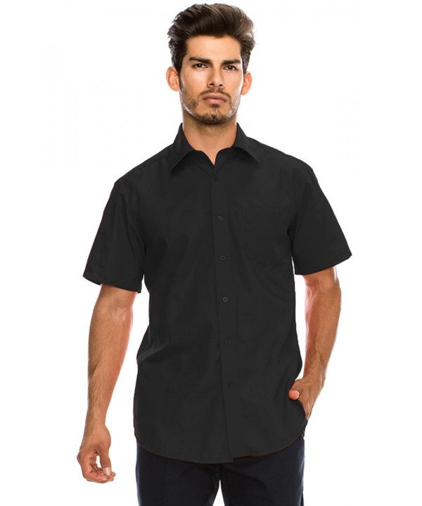 Men's Regular-Fit Solid Color Short Sleeve Dress Shirts (Big Size ...