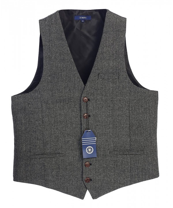 Men's 6 Button Custom Formal Tweed Vest - 2 - Herringbone Gray ...